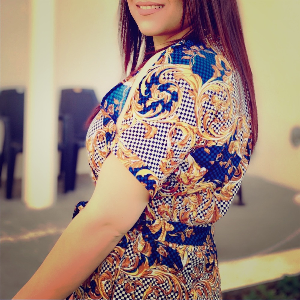 Women Blue & Brown Printed Basic Jumpsuit